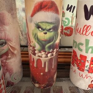 Festive Grinch Holiday Tumbler - Red